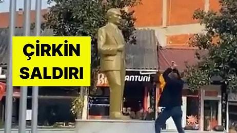 Atatürk Heykeline Balyozlu Saldırı: Şüpheli Gözaltına Alındı