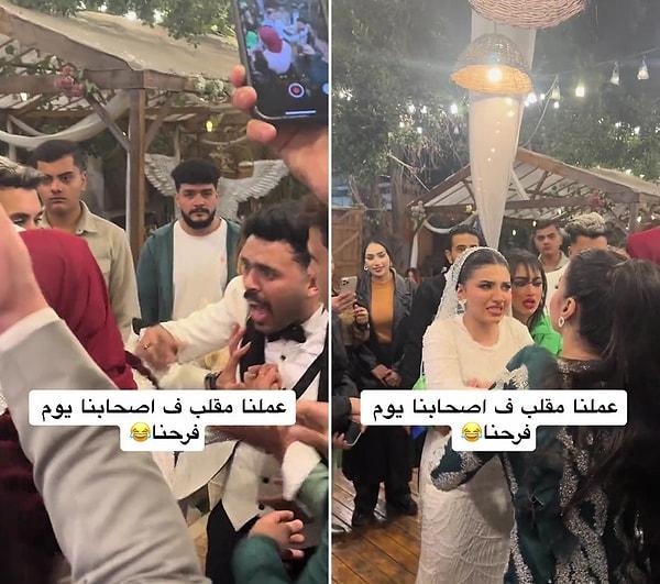 TikTok'ta paylaşılan görüntüler viral olurken, gelin ile damadın, düğüne katılan arkadaşlarına şaka yapmak amacı ile kavga sahnesi kurguladıkları iddia edildi.