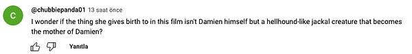 "Acaba bu filmde doğurduğu şey Damien'ın kendisi değil de Damien'ın annesi olan cehennem köpeğine benzeyen bir çakal yaratık mı?"