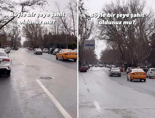Ankara'da bir vatandaş, kar yağışının etkili olduğu Ankara'da ilginç bir görüntü kaydetti.