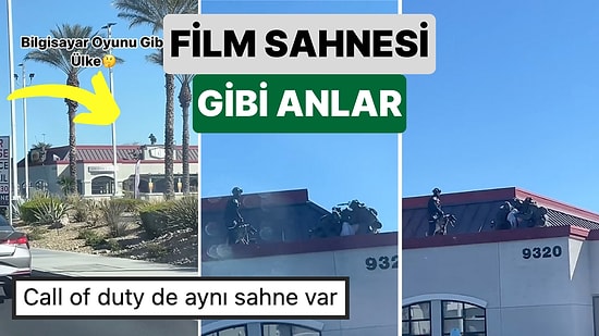 Film Sahnesi Gibi: Amerika'da Kendi Yolunda İlerlerken Bir Anda Çatıda Gerçekleştirilen Operasyona Denk Geldi
