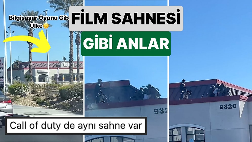 Film Sahnesi Gibi: Amerika'da Kendi Yolunda İlerlerken Bir Anda Çatıda Gerçekleştirilen Operasyona Denk Geldi