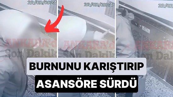 Sinirlerinizi Altüst Edecek Görüntüler: Bir Kurye Siparişi Götürürken Burnunu Karıştırıp Asansöre Sürdü