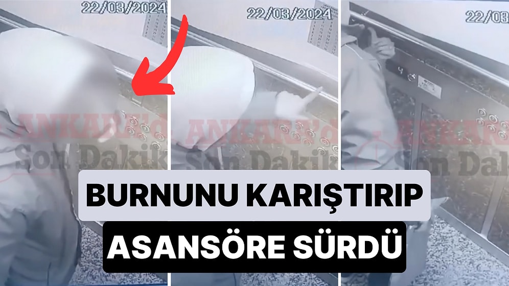 Sinirlerinizi Altüst Edecek Görüntüler: Bir Kurye Siparişi Götürürken Burnunu Karıştırıp Asansöre Sürdü