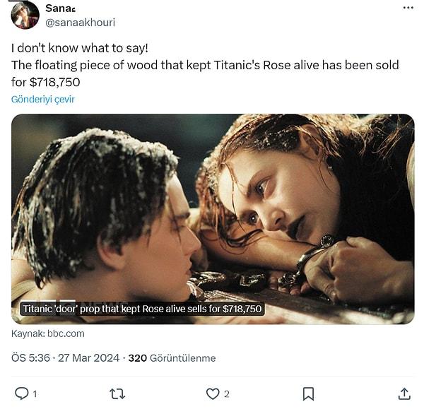 "Ne söyleyeceğimi bilmiyorum! Titaniğin Rose'unu hayatta tutan yüzen ahşap parçası 718,750 dolara satıldı" 👇