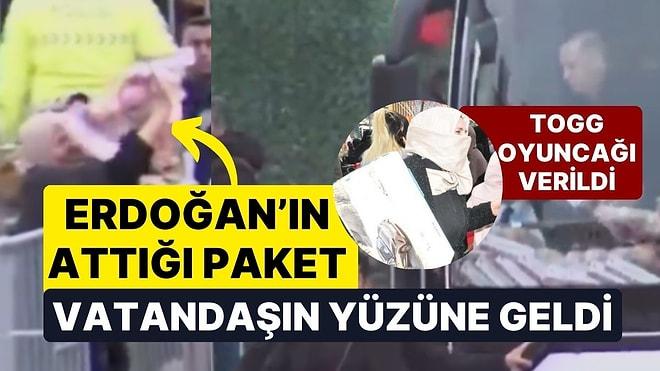 Cumhurbaşkanı Erdoğan'ın Attığı Paket Bir Vatandaşın Yüzüne Geldi: Çocuklar İçin Oyuncak Togg Dağıtıldı
