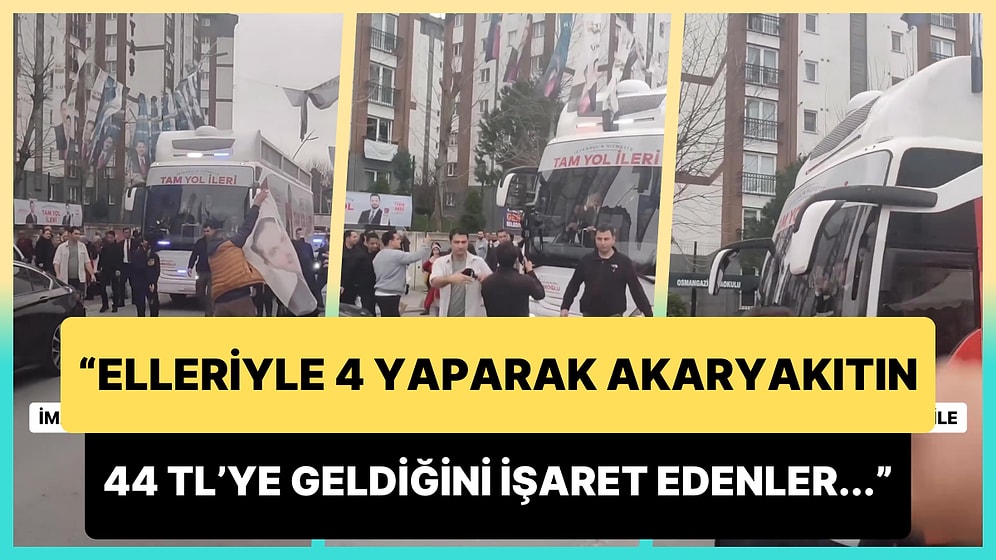Rabia İşareti Yaparak İmamoğlu'nu Protesto Eden Kişilere Yapılan Anons: 'Akaryakıtın 44 TL'ye Geldiğini...'