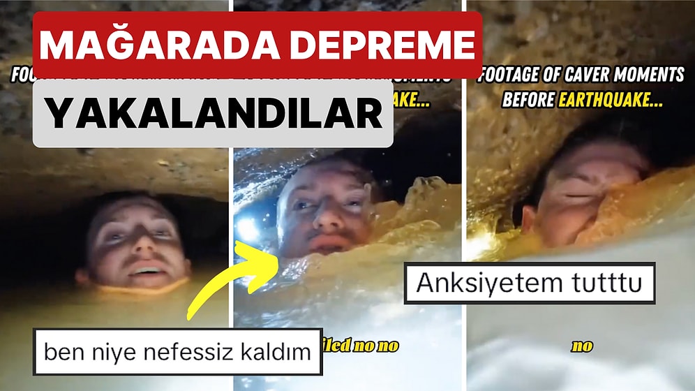 Bir Mağarada Keşif Gezisi Yapan Grubun Depreme Yakalandığı Korku Dolu Anları Kameralarına Yansıdı