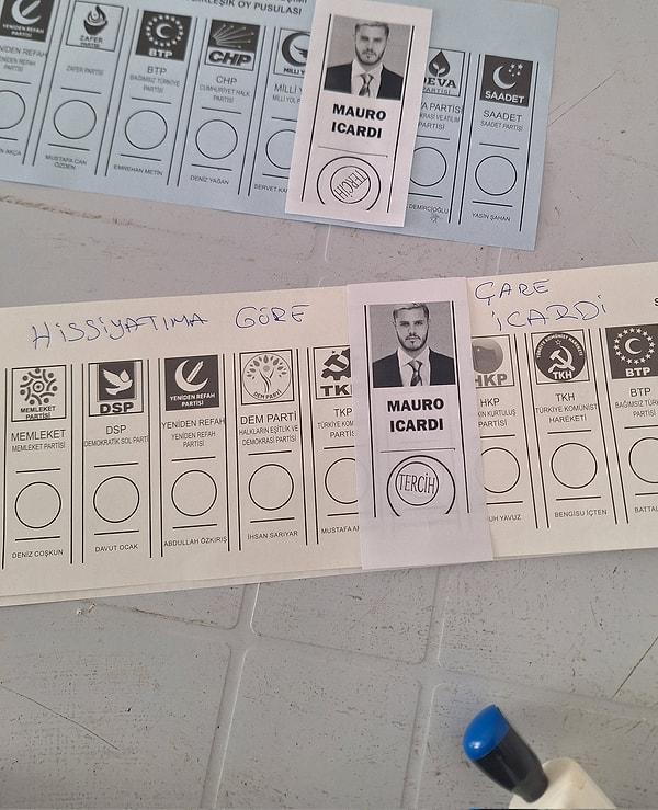 Bir Galatasaray taraftarı da verdiği oyu sosyal medyada paylaştı. Taraftar, Icardi'ye oy verdi.