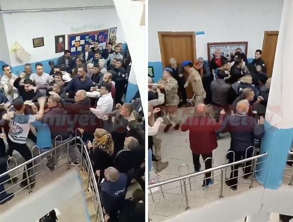 Elazığ'da bir okulda oy vermek için bekleyen iki grup arasında tartışma çıktı.