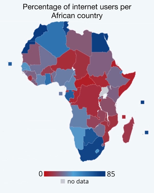 2. Afrika'da internet kullanıcıları.