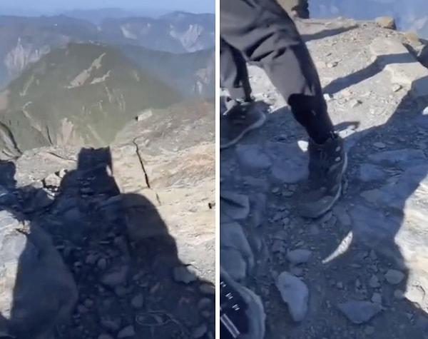 Bir grup dağcı depreme dağın zirvesinde yakalandı.