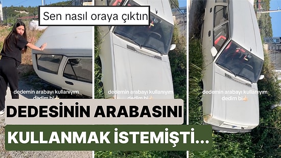Dedesinin Arabasını Kullanmayı Denerken İlk Kazasını Yaşayan Torunun Panik Anları