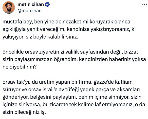 Metin Cihan da bu firma üzerinden tekrar Varank'ı eleştirdi.