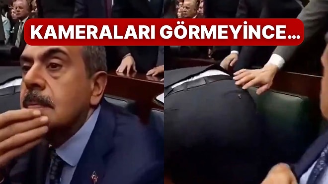 Milli Eğitim Bakanı Yusuf Tekin Mikrofonlara Konuşurken Yanındaki Kişi Kameraları Fark Etmeyince Güldürdü