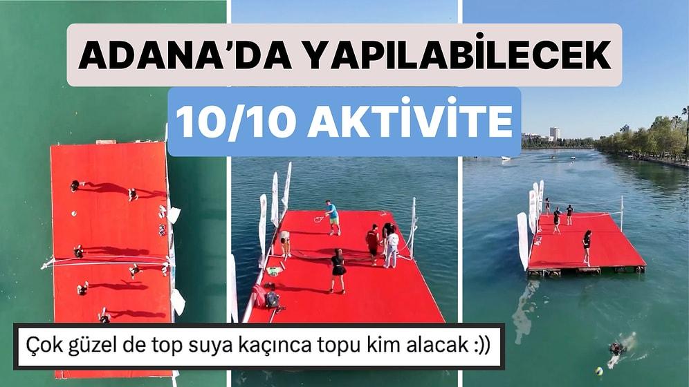 Adana'da Düzenen Portakal Çiçeği Karnavalı'nda Seyhan Nehri Üzerinde Tenis ve Voleybol Müsabakası Yapıldı