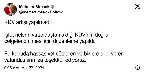 Mehmet Şimşek’in paylaşımı 👇