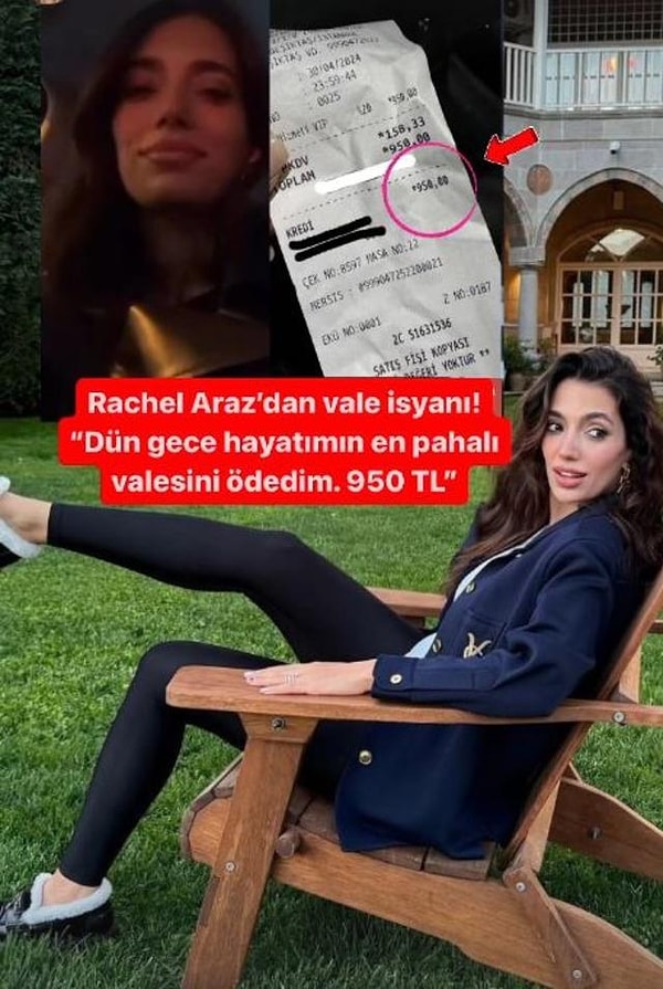 Valeye verdiği 950 TL'nin fişini paylaşan Araz, "Hayatımın en pahalı valesini ödedim" dedi.