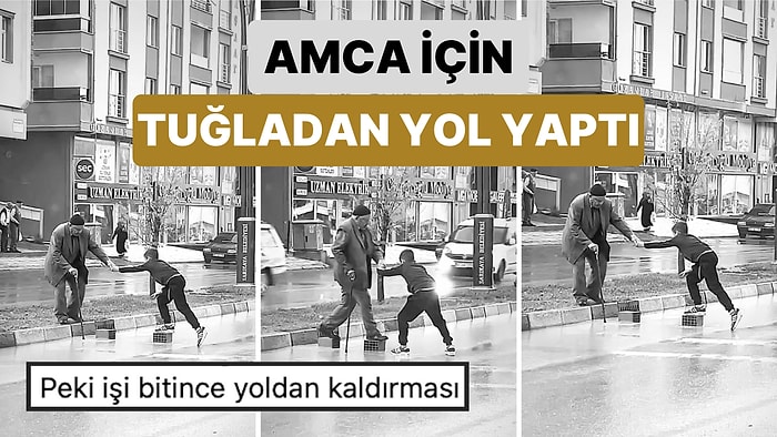 Yağmur Yüzünden Kaldırımdan İnemeyen Amcaya Tuğlalardan Yol Yapan Miniğin Düşünceli Hareketi Kalpleri Isıttı