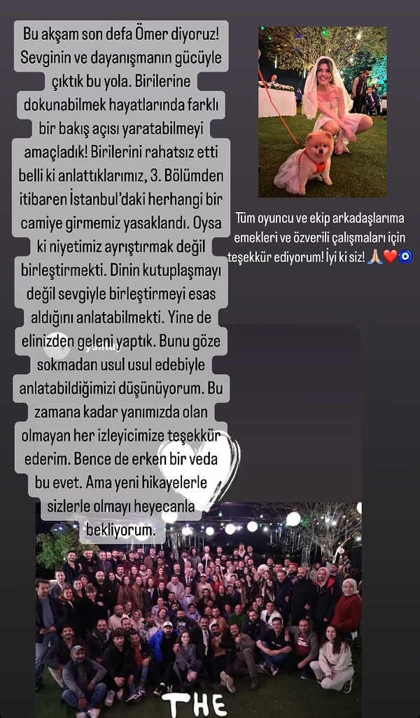 Karcı, yaptığı paylaşımda dizinin izleyenlerini fazlasıyla şaşırtacak açıklamalarda bulundu.