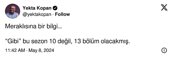 Sanki sesimiz duyulmuşçasına Yekta Kopan'dan son sezonun 13 bölüm olacağına dair bir iddia geldi!