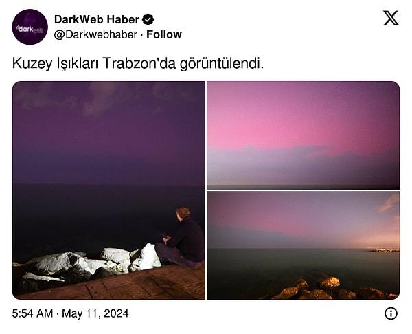 Türkiye'de de görülen kuzey ışıkları Trabzon ve İstanbul'da kameralara yansıdı. 👇