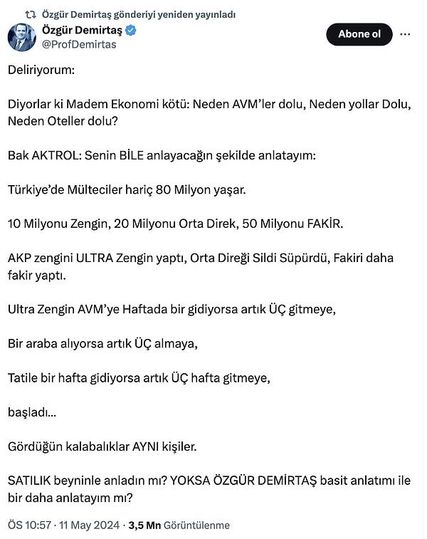 Özgür Demirtaş'ın o paylaşımı: