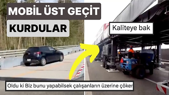 İsviçre'de Çalışma Yapılan Yolun Üzerine Trafiğin Aksamasın İçin Kurulan Mobil Üst Geçit Beğeni Topladı