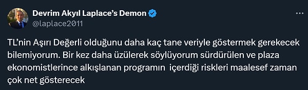 TL'deki aşırı değerlenme yorumları da yapıldı.