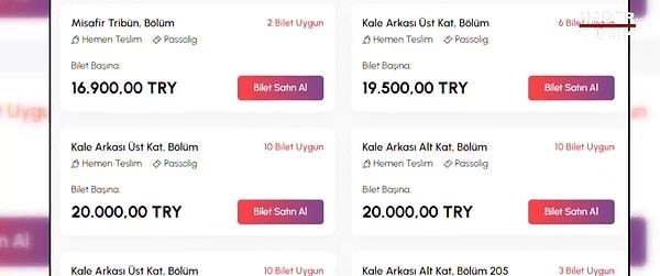 Ayrıca kale arkası tribünlerde de fiyatlar uçmuş durumda. Fenerbahçe taraftarlarına ayrılan tribünün bilet fiyatı ise 16 bin 900 lira olduğu görüldü.