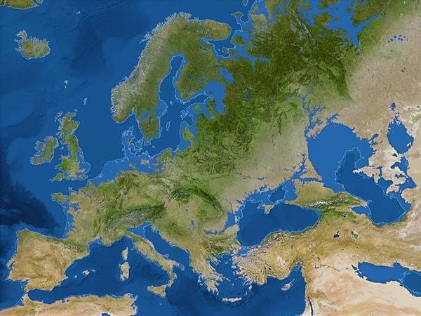 13. Bütün buzlar erirse Avrupa haritası.