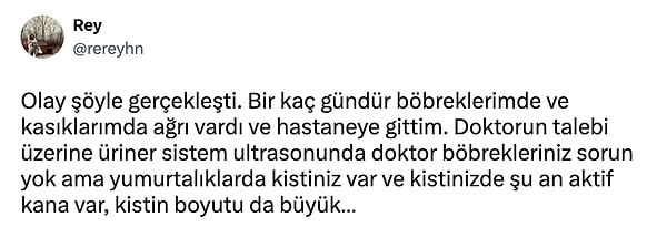 Reyhan isimli kullanıcı bir rahatsızlığından ötürü jinekoloji servisine yönlendirildi.