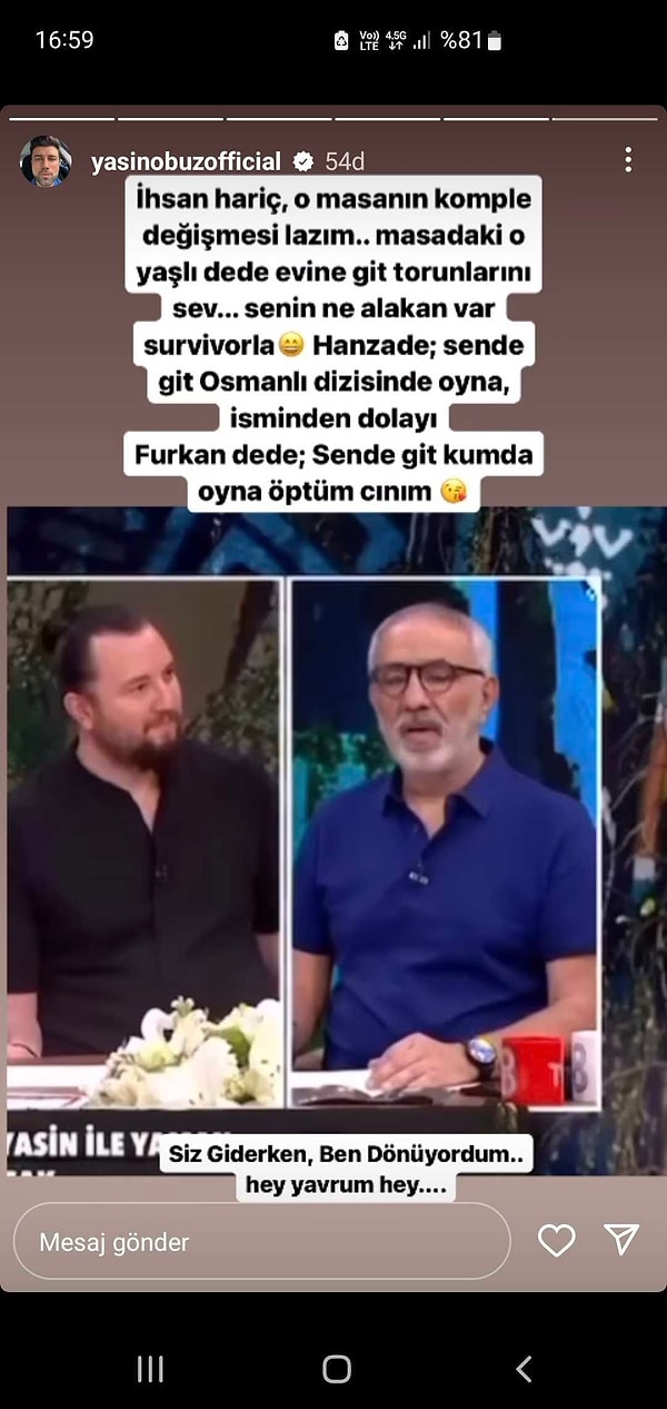 İşte Yasin'in o paylaşımı: