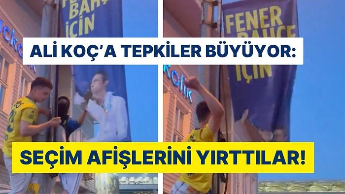 Fenerbahçe Taraftarları Şampiyonluğu Kaybetmenin Ardından Sokaklardaki Ali Koç Afişlerini Bıçakla Yırttı!
