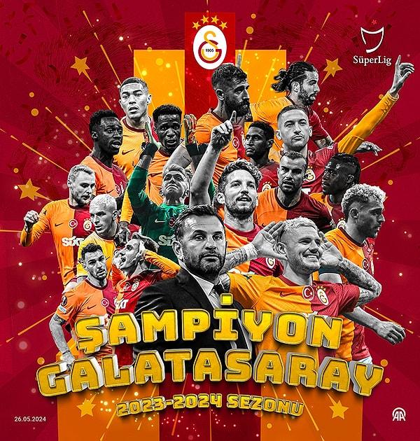 Süper Lig'in 38. ve son haftasında Galatasaray, konuk olduğu Konyaspor'u 3-1 mağlup ederek sezonu şampiyon tamamladı. Sarı kırmızılılar ligde 24. şampiyonluğunu ilan etti.