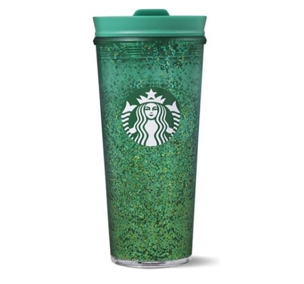 9. Starbucks® Yeşil Simli Plastik Termos - 473 ml - 11137076