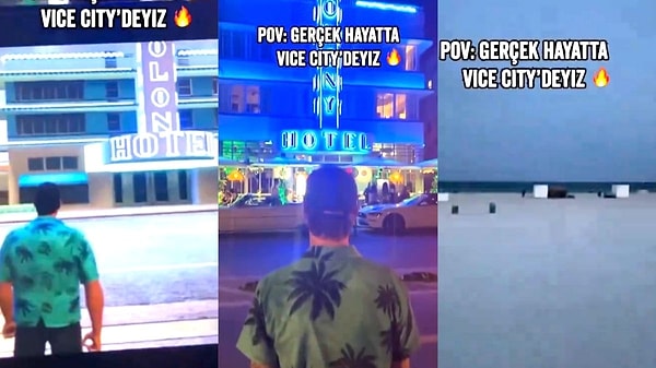 Çocukluğumuzun efsane oyunlarından olan GTA Vice City'de sık sık gezdiğimiz yerlere giden gençler hatıralarımızı canlandırdı.