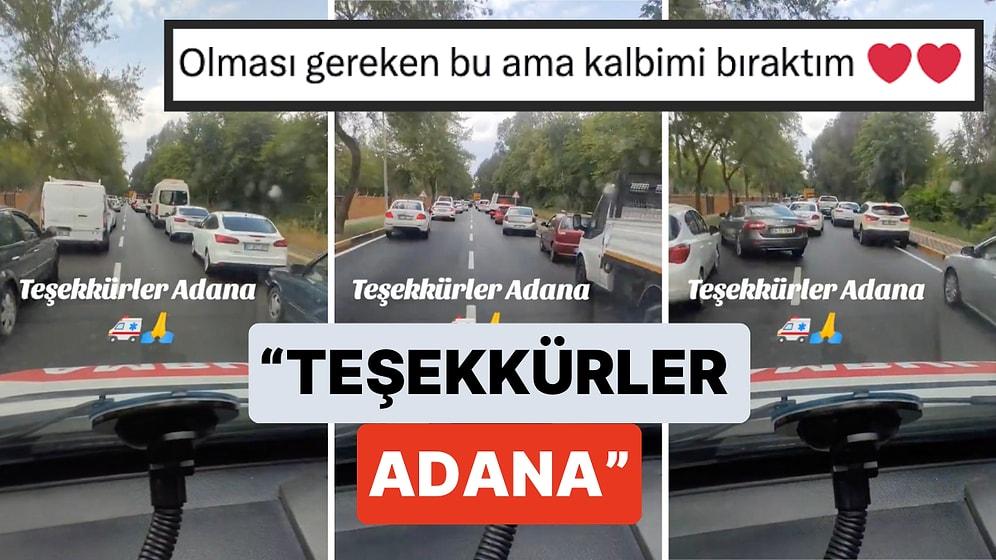 Adana'da Sürücülerinin Bir Ambulansa Fermuar Sistemiyle Kusuruz Bir Şekilde Yol Verdiği Anlar Beğeni Topladı