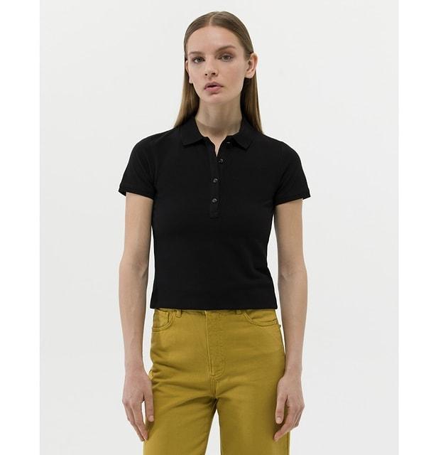 Pierre Cardin Kadın Siyah Slim Fit T-Shirt