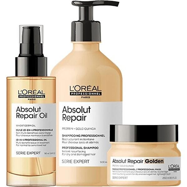 L'Oréal Professionnel Serie Expert Absolut Repair Yıpranmış Saçlar İçin Onarıcı Set, en çok saçları yumuşatması, parlaklık kazandırması ve onarıcı etkisiyle öne çıkıyor.