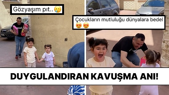 Bir Süredir Babalarını Göremeyen Tatlı Kızların Kavuşma Anı Kalpleri Eritti