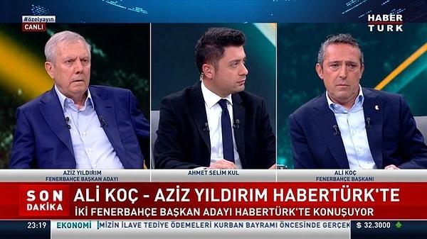 Yıldırım, Koç'un 6 yıldır yinelediği davetini kabul ederek HaberTürk ekranlarında Ahmet Selim Kul'un konuğu oldu.