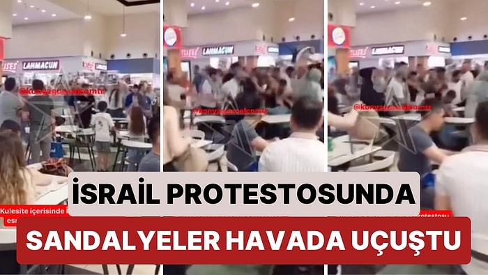 Sandalyeler Havada Uçuştu! Konya’daki Bir AVM’de İsrail Protestosu Yapan Grup Bir Hamburger Zincirine Saldırdı