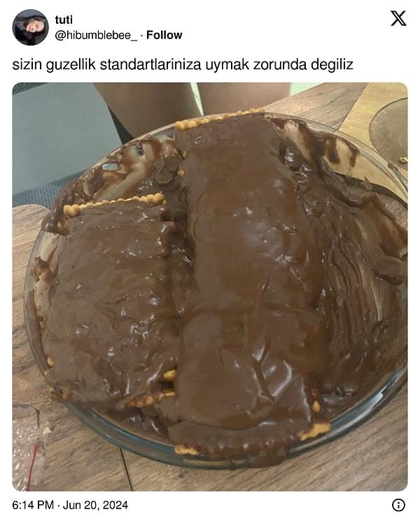 Bir X (Twitter) kullanıcısı, yaptığı bisküvili pastayı paylaşarak adeta tepki çekti.