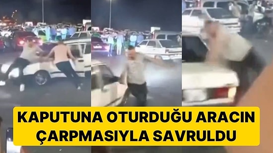 Konya'da Drift Etkinliğinde Tehlikeli Anlar! Kaputuna Oturduğu Aracın Çarpmasıyla Savruldu