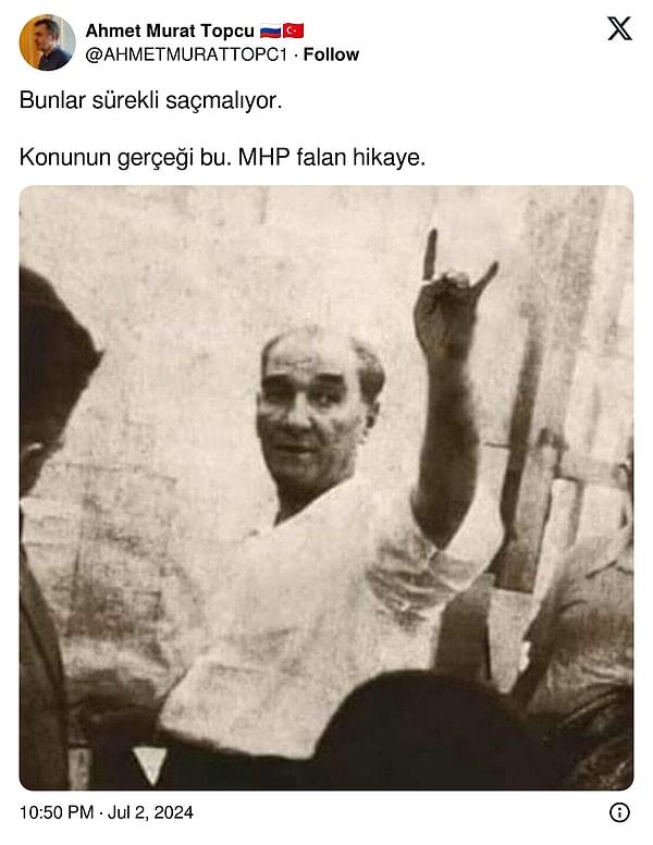 Sosyal medyada paylaşılan Atatürk'ün bozkurt işareti yaparken görüldüğü görüntüler ise dikkat çekti. Fotoğrafın gerçekliğine ilişkin açıklama ise Teyit.org'dan geldi.