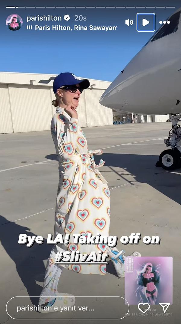 Paris Hilton yine uçağa atlayıp hava attı.