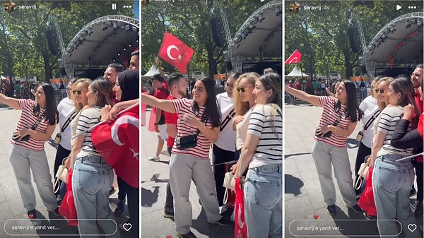 Sera Vrij, sosyal medya hesabından son olarak Berlin sokaklarında Türk taraftarlarla bir araya gelip fotoğraf çektirdiği anları paylaştı.