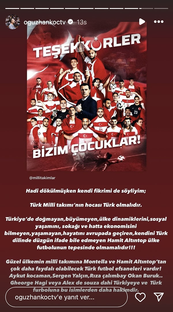 İşte Oğuzhan Koç'un paylaşımı 👇🏻