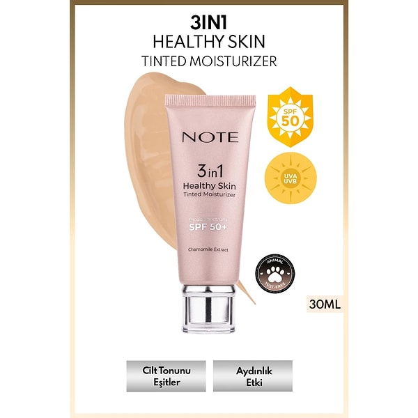 6. Note 3 in 1 Healthy Skin Tinted Moisturizer 50 SPF+ Renk Ton Eşitleyici Aydınlatıcı Krem